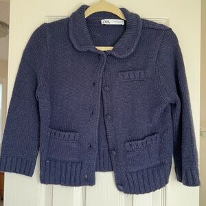 Zara Deep Navy Textured Knit Cardigan
